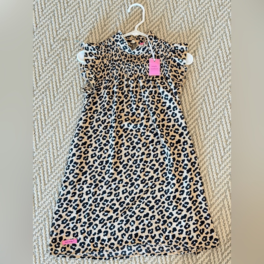 Youth Small Simply Southern Black and Tan Leopard Dress